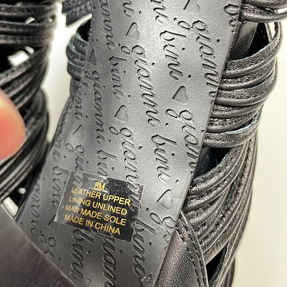 GIANNI BINI Black leather sandals, heels, Size 8 - Picture 6 of 8